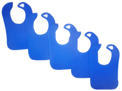 2-Ply Interlock Solid Royal Blue Pastel Infant Bib: Bundle (Pack of 5)