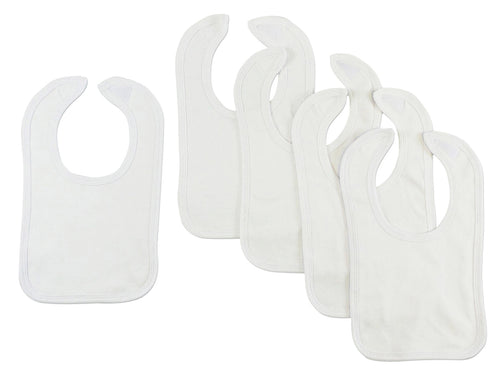 2-Ply Interlock Solid White Pastel Infant Bib: Bundle (Pack of 5)