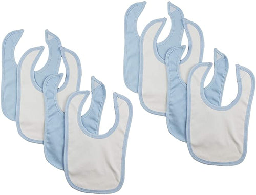 2-Ply Interlock Blue & White with Blue Trim Infant Bib - Bundle (Pack of 5)