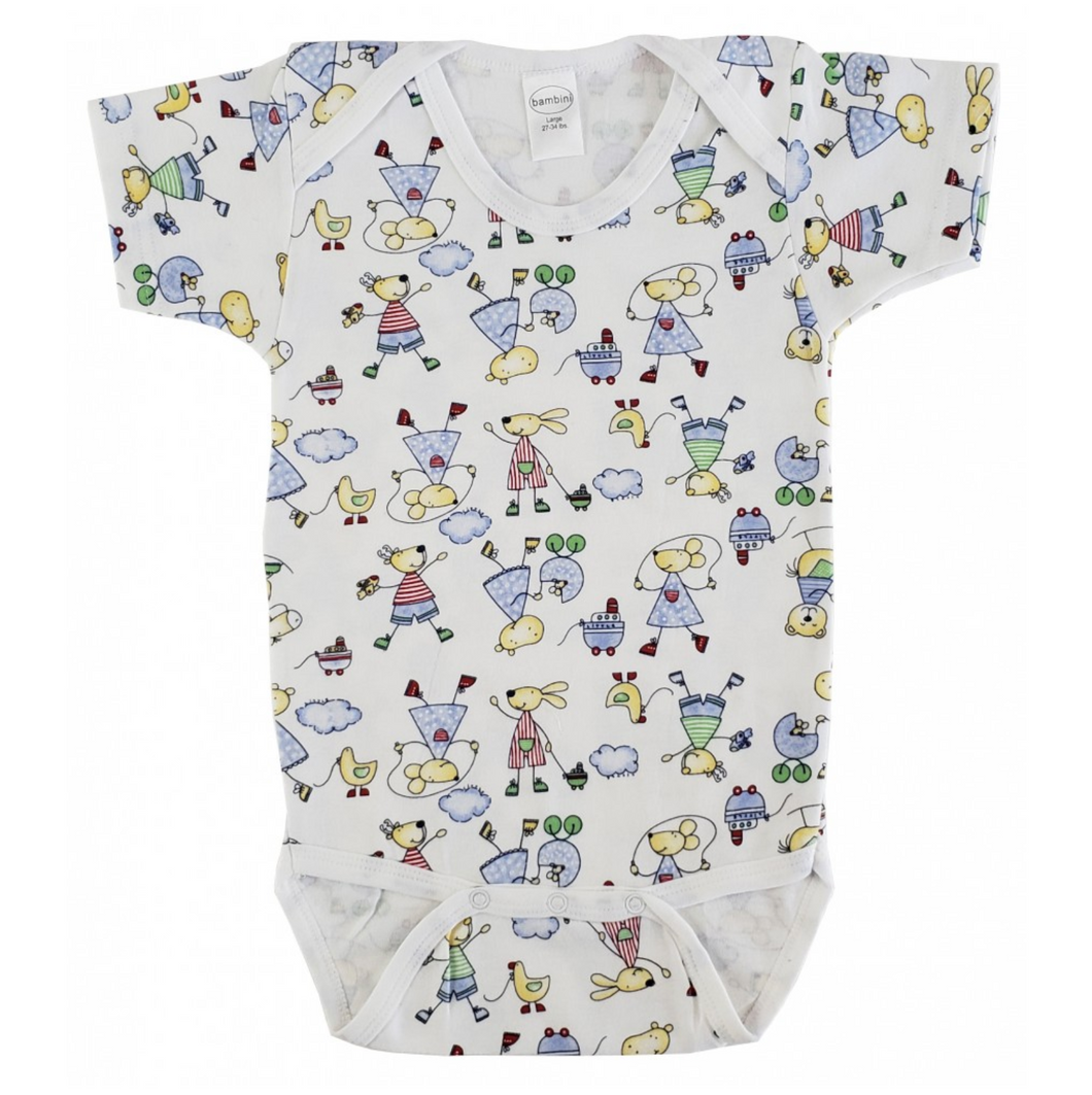 Interlock Mouse Print Short Sleeve Onezie: Large 18-24 Months