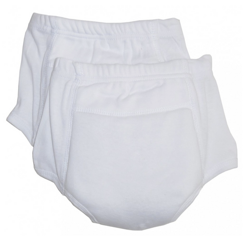 Rib Knit White Training Pants 2-Pack Super Absorbent Fiber Sponge Padding: Large 18-24 Months