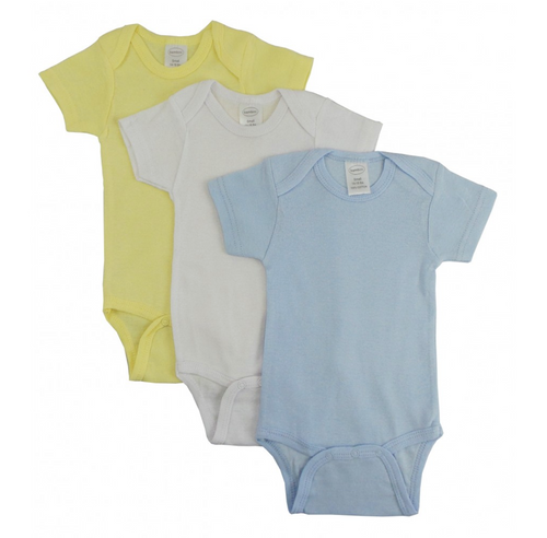 Boy's Rib Knit Pastel Short Sleeve Onezie 3-Pack: Newborn 0-6 Months