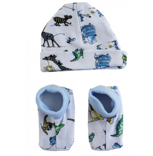 Crocodile Rib Knit Infant Cap and Booties Set: One Size Only