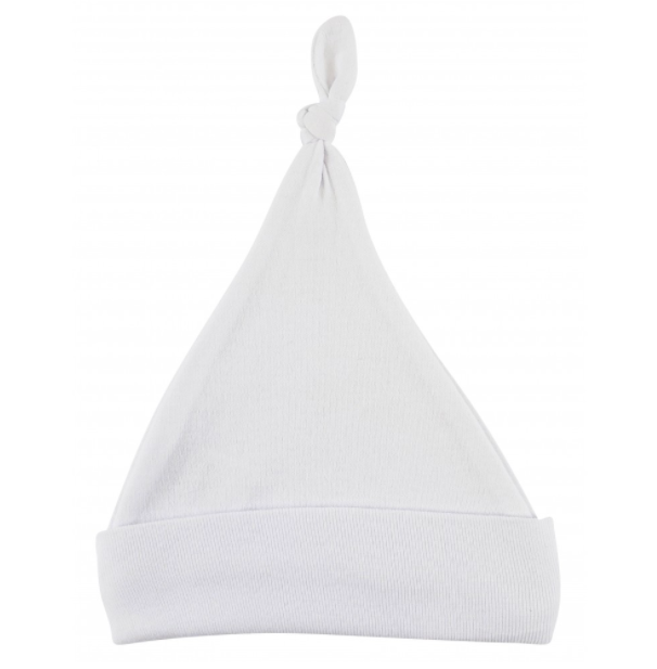 White Knotted Baby Cap: One Size Only Up to 18 Months