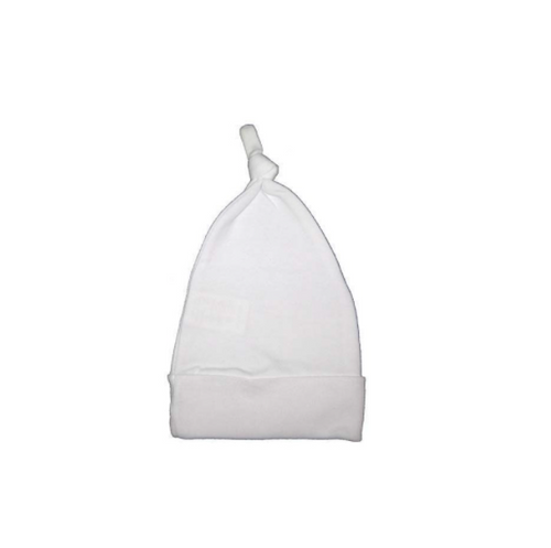 White Knotted Baby Cap: One Size Only - Up to 18 Months