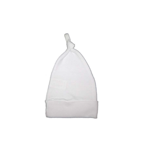 White Knotted Baby Cap: One Size Only - Up to 18 Months