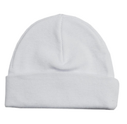 White Pastel Rib Knit Beanie "Baby's First Cap": One Size Only