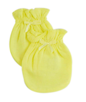 Yellow Cotton Jersey Infant Mittens: One Size - Fits Up to 3 Months