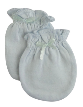 Blue Cotton Jersey Infant Mittens: One Size - Fits Up to 3 Months