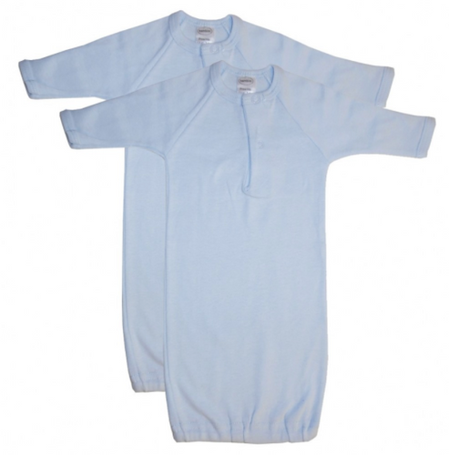 Preemie Blue Rib Knit Gown Solid Color 2-Pack: Preemie - Fits Up to 7 lbs.