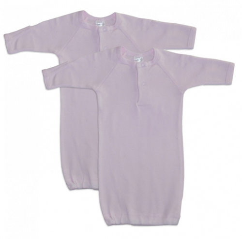 Preemie Pink Rib Knit Gown Solid Color 2-Pack: Preemie - Fits Up to 7 lbs.