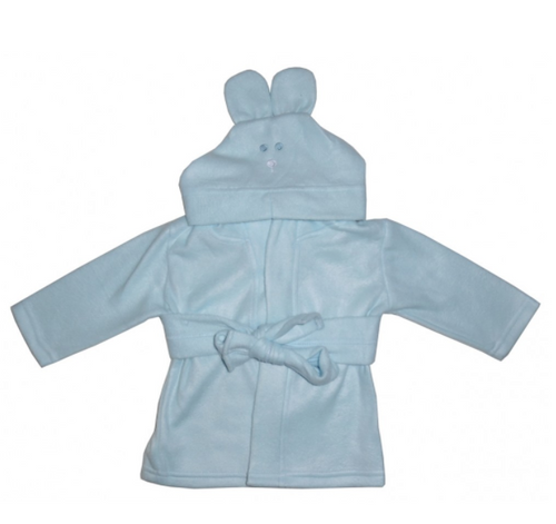 Blue Fleece Robe Pastel with Rabbit Ears Hoodie: Fits Up to 9 Months