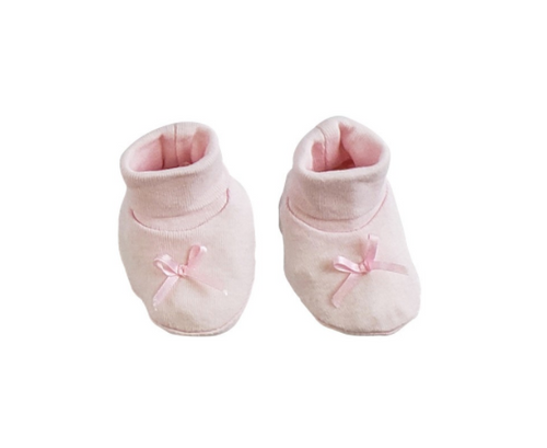 Pink Preemie Rib Knit Infant Booties: Up to 7lbs.