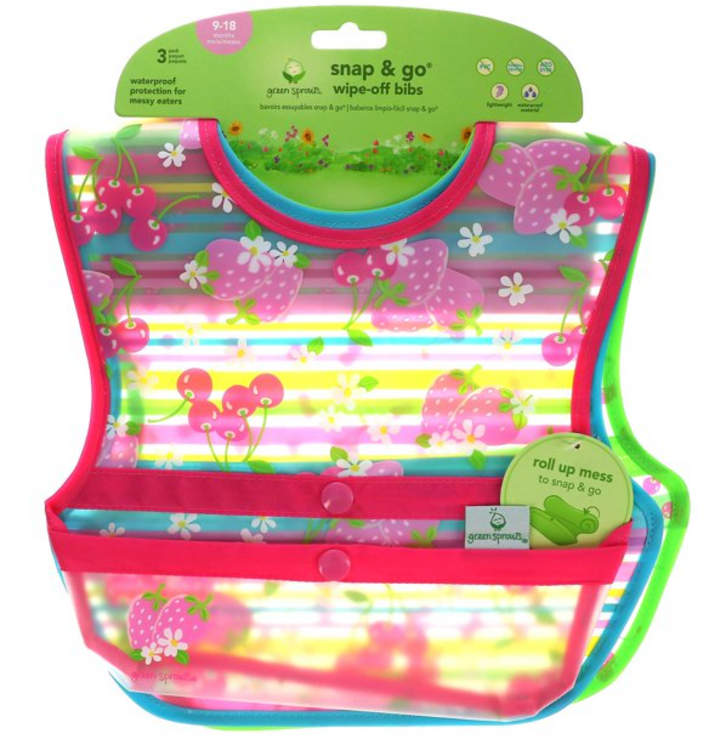 Green Sprouts Snap & Go Wipe-off Bibs 3pk