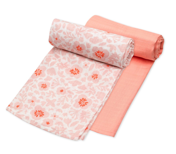 Honest Baby Organic Cotton Muslin Swaddle Blankets - 2pk