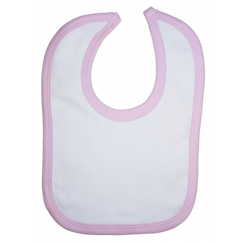 2-Ply Interlock White with Pink Trim Infant Bib