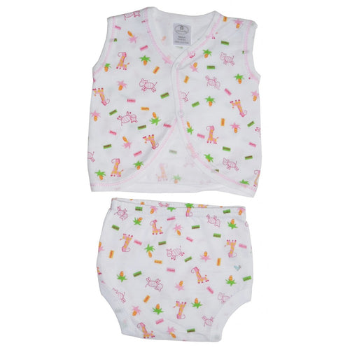 Girl's Giraffe Jersey Print Diaper Shirt with Training Pants Set: Small 6-12 Months