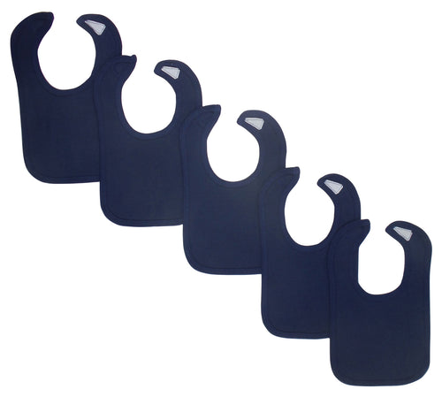 2-Ply Interlock Solid Navy Blue Pastel Infant Bib: Bundle (Pack of 10)