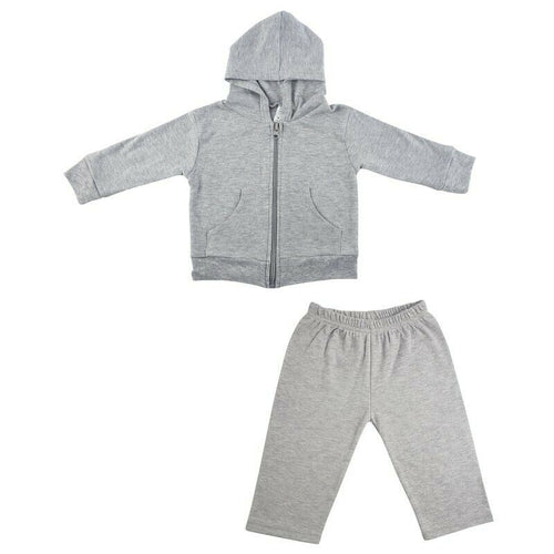 Heather Grey Interlock Sweat Pants and Hoodie Set: Newborn 0-6 Months