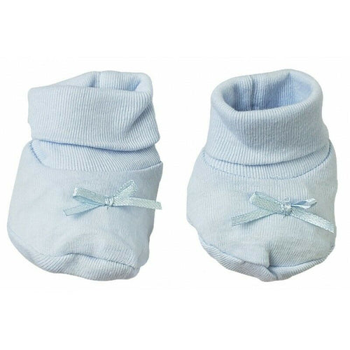 Blue Preemie Rib Knit Infant Booties: Up to 7lbs.
