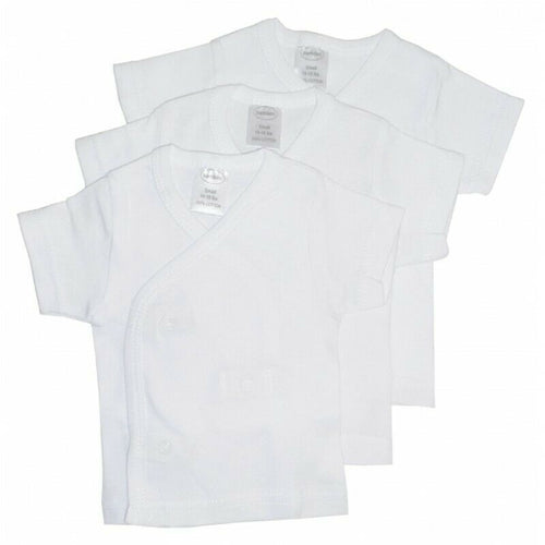 Rib Knit White Short Sleeve Side-Snap Shirt 3-Pack: Newborn -0-6 Months
